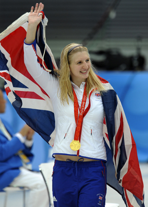 Rebecca Adlington after winning the women's 800 free at the Beijing Olympics