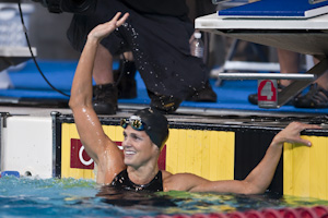 Dara Torres set a new American record in the 50 butterfly in a time trial at the 2009 USA Swimming Nationals/World Team Trials.